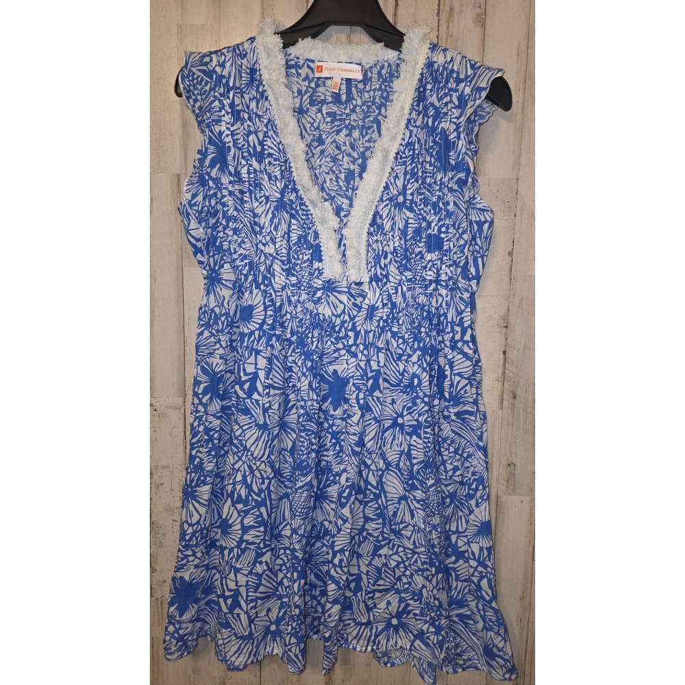 Jude Connally size XS Fringe Pleated Tunic Top Flare Resort Mini beach dress